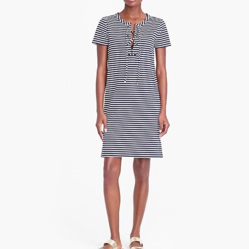 NWT J.Crew Factory Striped Lace-Up Shift Dress